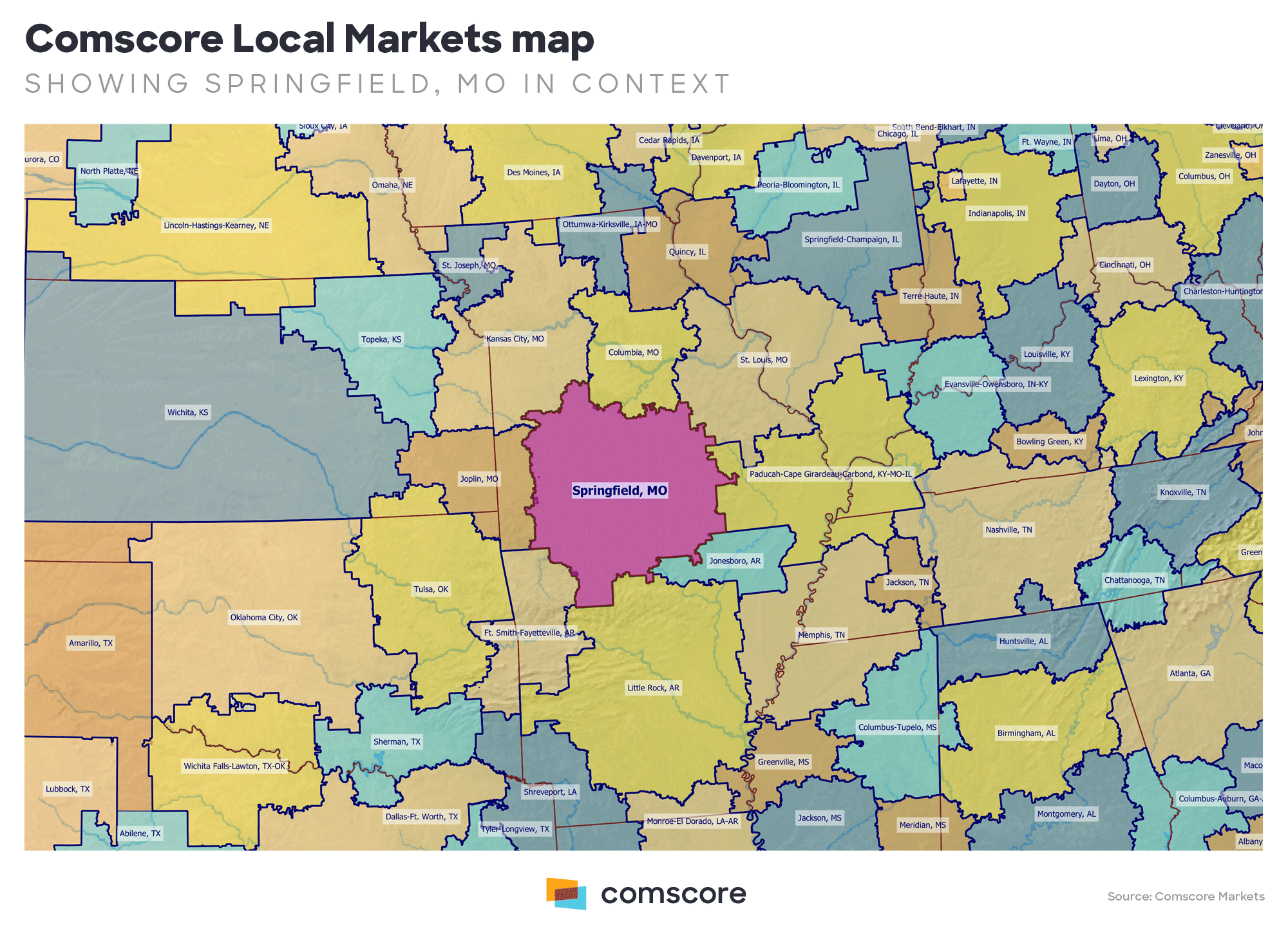 Comscore Local Markets map, showing Springfield MO