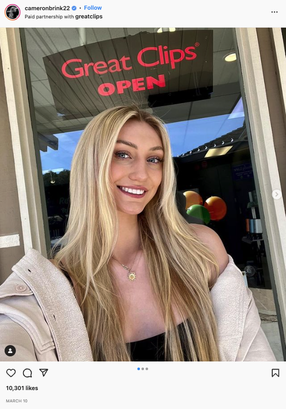 Great Clips and Cameron Brink 9.5k actions